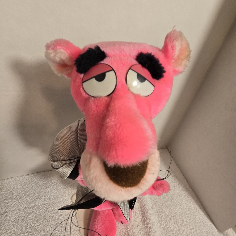 Vintage Pink Panther Plush Doll Toy 1795 The Lover in Robe 1980 With Stand - Picture 2 of 11